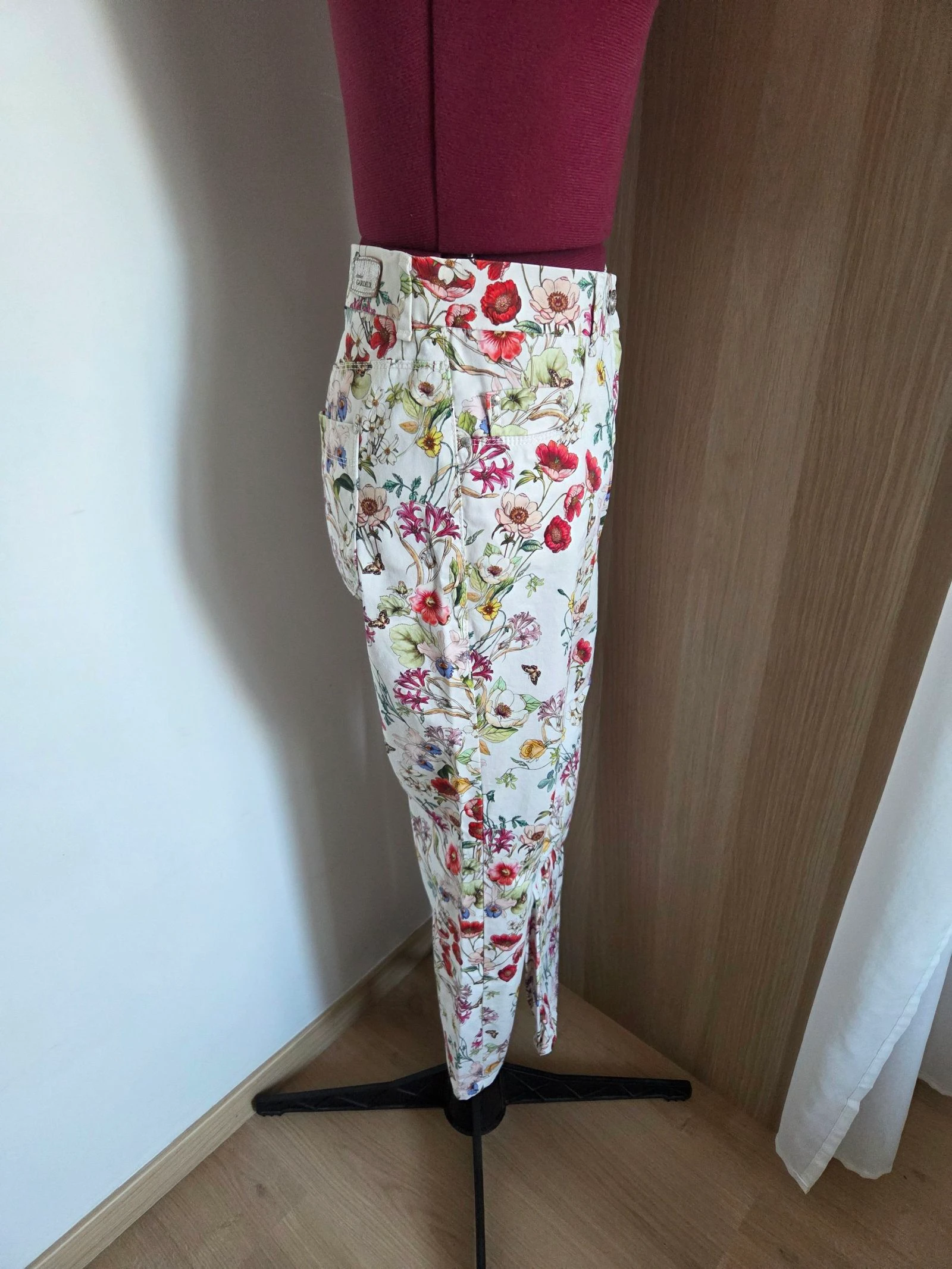 Slim fit high-waisted white floral print trousers size 40 FR Atelier Gardeur – photo 2